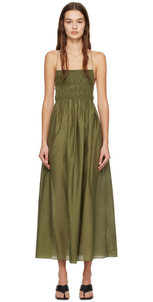 Matteau - Green Shirred Maxi Dress
