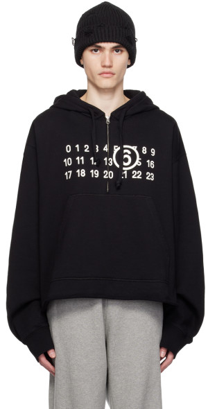 MM6 Maison Margiela - Black Half-Zip Hoodie