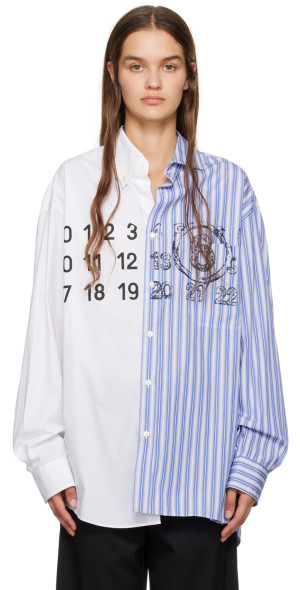 MM6 Maison Margiela - Blue & White Spliced Shirt