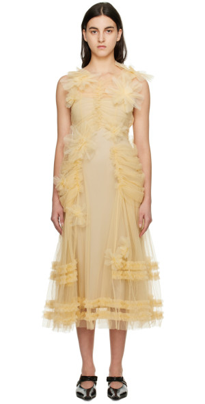 Molly Goddard Yellow Ruffled Midi Dress