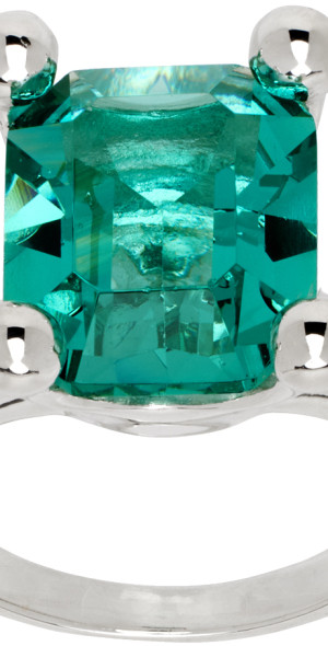 Mondo Mondo - Silver & Green Atomic Square Ring Mondo Mondo - Silver & Green Atomic Square Ring