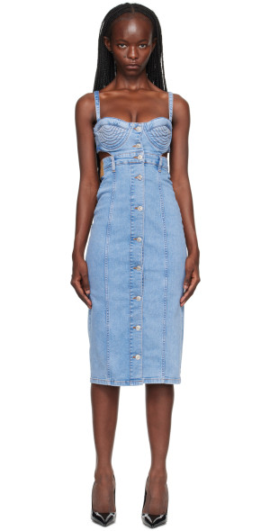 Moschino Jeans - Blue Cutout Denim Midi Dress