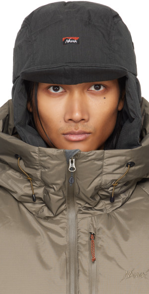 NANGA - Black Takibi Ripstop Ear Flap Down Cap