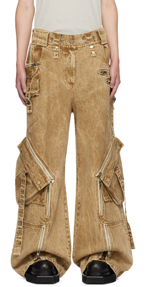 新品未使用 NO/FAITH STUDIOS FLARE CARGO PANTS NO/FAITH STUDIOS Green Wave Denim Cargo Pants
