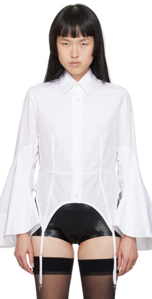 Noir kei ninomiya フレアスリーブシャツ Noir Kei Ninomiya - White Flared Cuff Shirt
