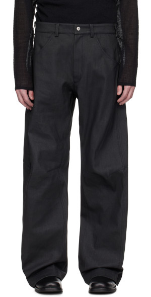 Omar Afridi - Black Knee Darted Flare Coated Jeans