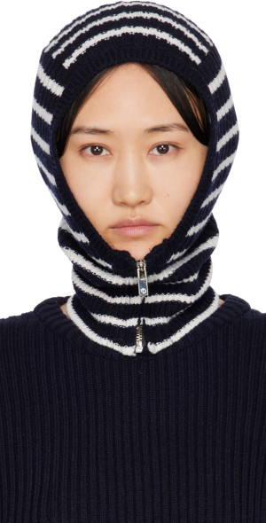 OPEN YY - Navy & White Stripe Zip Up Balaclava
