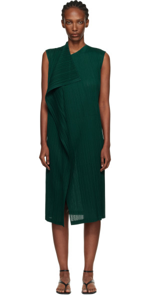 PLEATS PLEASE ISSEY MIYAKE - Green Ramie Pleats Maxi Dress