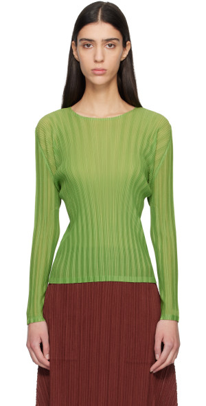 PLEATS PLEASE ISSEY MIYAKE - Green Rib Pleats November Top