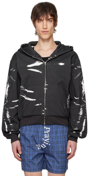 Praying - Black Latex Printed Hoodie