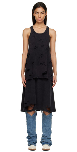 knee length dresses for ladies Gold Distressed Knitted Midi Dress main image 1