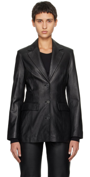 REMAIN Birger Christensen - Black Fitted Leather Blazer