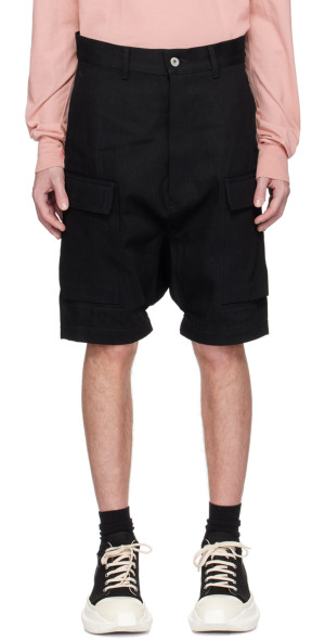 Rick Owens DRKSHDW Black Cargo Denim Shorts