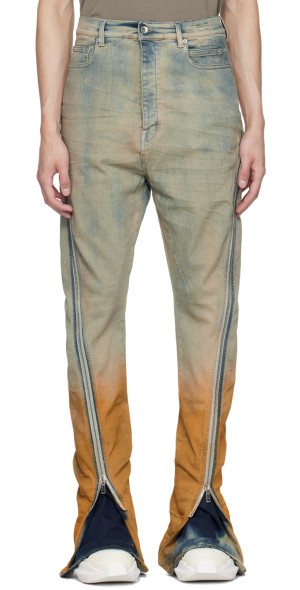 Rick Owens DRKSHDW - Blue & Orange Bolan Banana Jeans