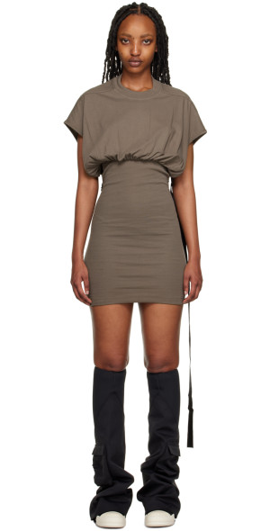 rick owens mini dress Owens, Lilies ruched minidress, Women, Grey, L, Dresses, Viscose the House transforms a mini dress with a geometric prong cut Rick Owens Jersey Prong Mini
