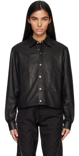 ジャケット・アウター rickowens Alice strobe leather JKT 24AW Rick Owens - Black Alice Strobe Leather Jacket