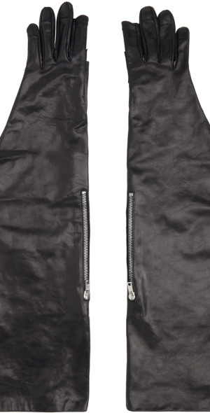 Rick Owens - Black Zip Pocket Long Gloves
