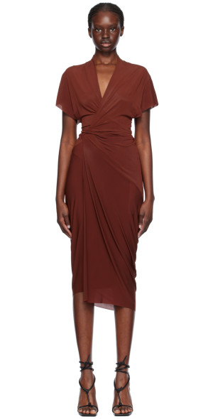 princess polly baby blue dress Maura Halterneck Midi Dress in Brown Mink main image 1
