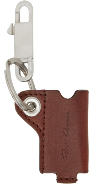 Rick Owens - Burgundy & Silver Mini Lighter Holder Keychain