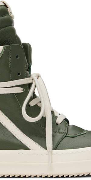 Rick Owens - Kids Green & Off-White Geobasket Sneakers