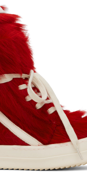 Rick Owens - Red & Off-White Geobasket Sneakers