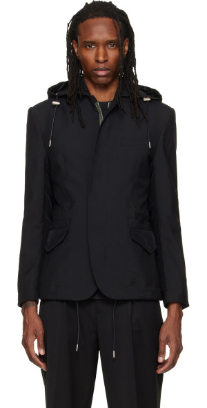 sacai - Black Suiting x Nylon Twill Blazer