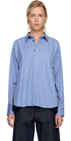 sacai - Blue Poplin & Chiffon Shirt