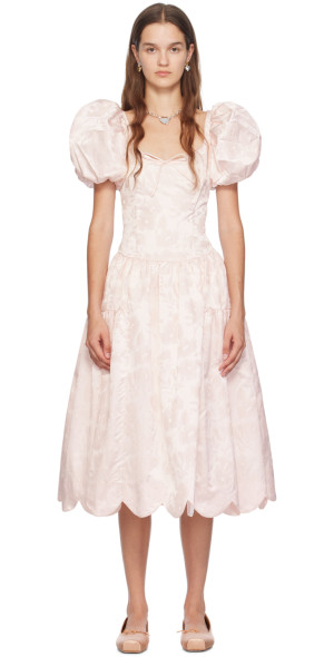 sandy liang pink dress Sandy Liang Blanco Floral Jacquard Satin Minidress in Pink