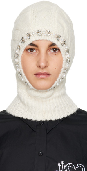Simone Rocha バラクラバ Simone Rocha - Off-White Beaded Balaclava