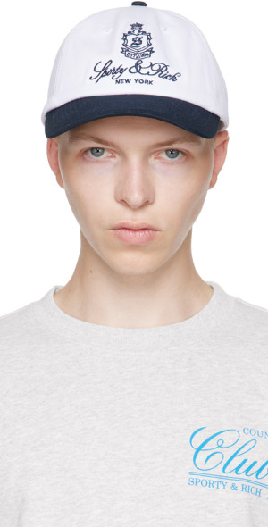 Sporty & Rich - White & Navy Vendome Cap