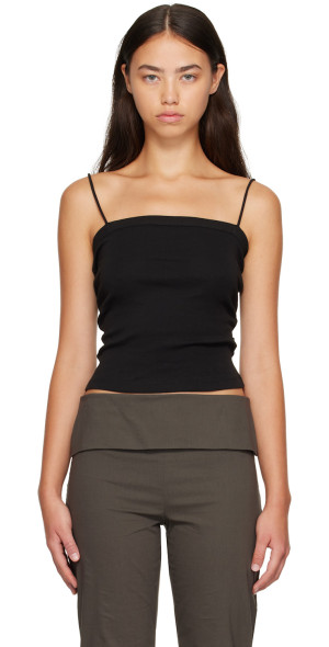 St. Agni Black Organic Cotton Square Neck Camisole