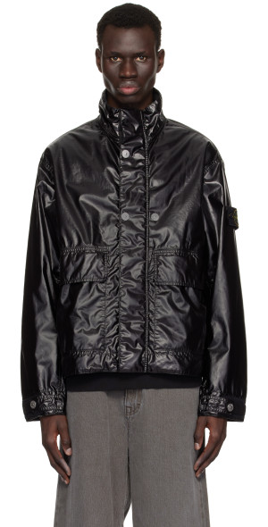 Stone Island - Black 4100016 Mussola Gommata-TC Jacket