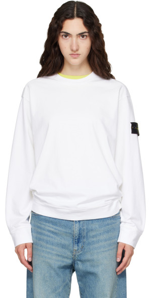 Stone Island - White 6100057 Heavy Organic Cotton Jersey Sweatshirt