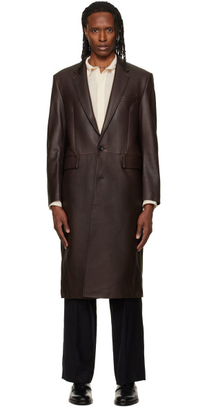 ジャケット・アウター TONYWACK Single-Breasted Tailored Coat TONYWACK - Brown Lambskin Leather Single Coat