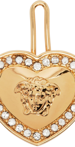 Versace - Kids Gold Crystal Heart Medusa Hair Clip display picture 3