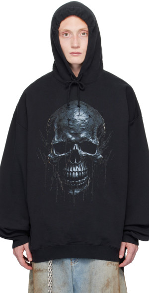 VETEMENTS - Black Skull Metal Hoodie