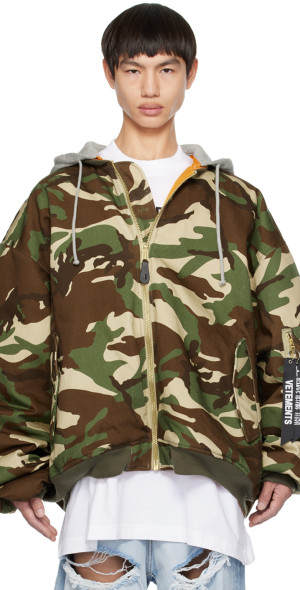 VETEMENTS Khaki Camouflage Reversible Bomber Jacket
