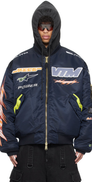 VETEMENTS - Navy Alpha Industries Edition Racing Bomber Jacket