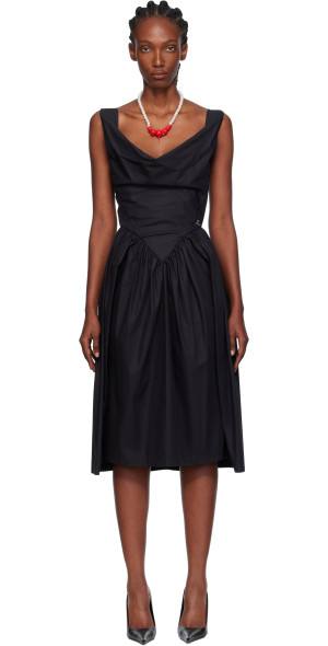 black lace agatha midi dress Chiara Black Lace Panel Pleated Midi Dress
