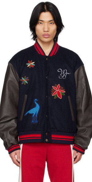 Wales Bonner - Navy Ascend Varsity Bomber Jacket