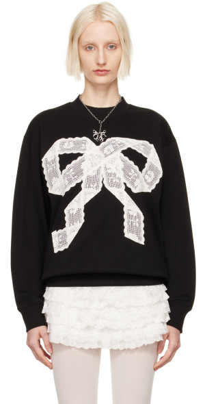Yuhan Wang - Black Lace Bow Sweatshirt
