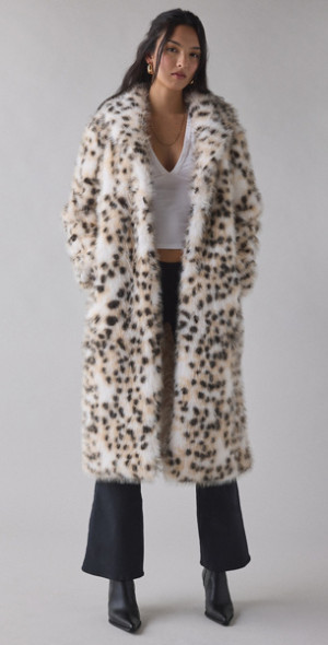 Azalea Wang - Pepper Leopard Faux Fur Long Coat Jacket in Leopard