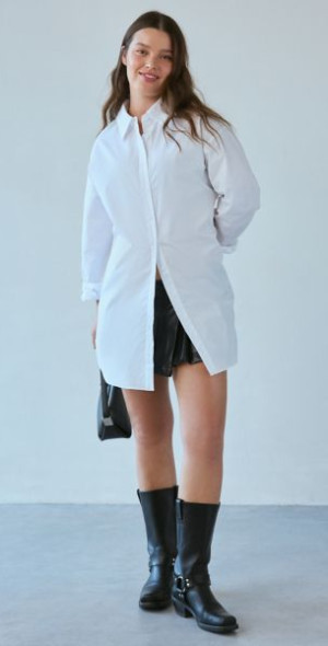glamorous shirt dress Glamorous Light Orange Oversized Satin Shirt Dress