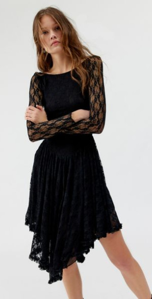 lace coquette dress Pink V-Neck Floral Dress With Lace Stitching M Pink