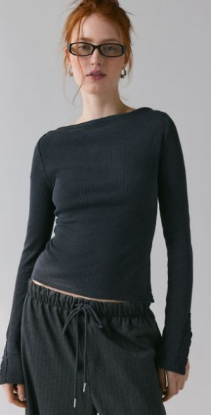 5月6日まで　最終値下げ　bluelea Lacy long Tee black urban_outfitters_kimchi_blue_k