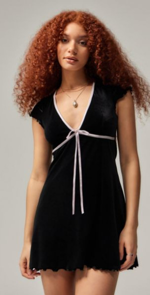 princess polly baby blue dress Nensi Dojaka - Flower Draped Bra Mini Dress in Black main image 0