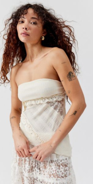 Kimchi Blue - Nora Lace & Crochet Tube Top in Ivory, Women's at