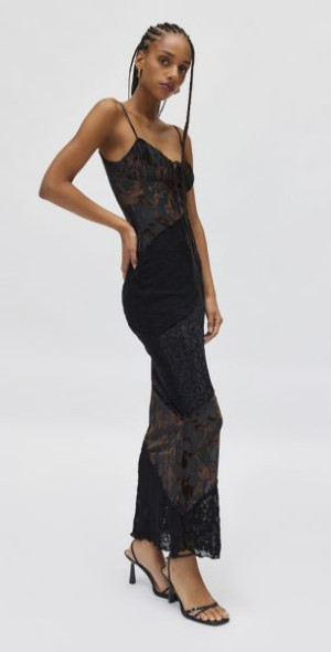 knee length dresses for ladies Boho Maxi Dress Navy Blue Floral 