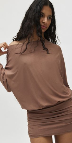 silence noise destin dolman off the shoulder mini dress Silence + Noise