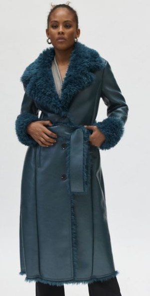 Silence Noise Silence Noise Faux Leather Trench Coat Jacket